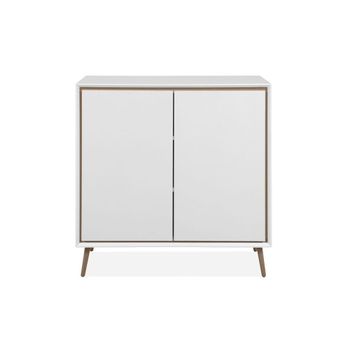 Cómoda 2 puertas con patas de plástico l90 cm - roble y blanco