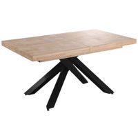 mesa de comedor extensible de madera y acero negro l160cm