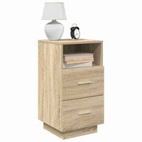 mesita de noche  mesilla de noche con 2 cajones roble sonoma 36x36x68 cm cfw56943
