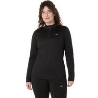 asics core 12 zip winter  camiseta de running mujeres - negro