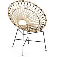silla de exterior redonda de ratan sintetico - diseno boho bali - elsa natural