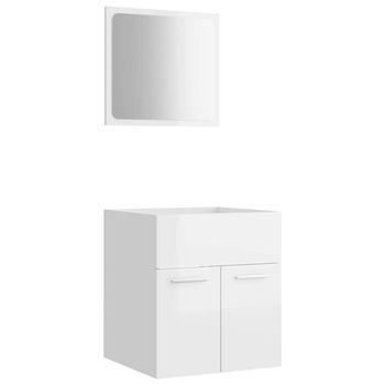 Set Muebles De Baño 2 Piezas Madera Contrachapada Blanco Brillo Vidaxl
