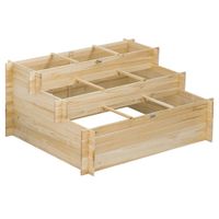 outsunny jardineras exterior de madera 3 niveles multinivel para balcon jardin con tela geotextil para cultivos flores 117x100x54 cm   aosom espana