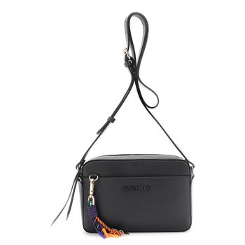 bolso para cámara con efecto piel saffiano y charms multicolores black