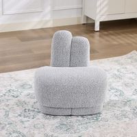 puff - forma de conejo con orejas - tela y madera - gris y blanco 54x415x54cm