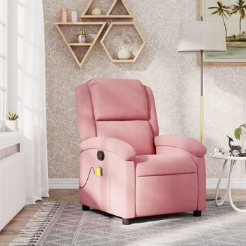 Vidaxl Sillón De Masaje Reclinable De Terciopelo Rosa