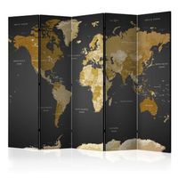biombo - room divider - world map on dark background 225x172 cm