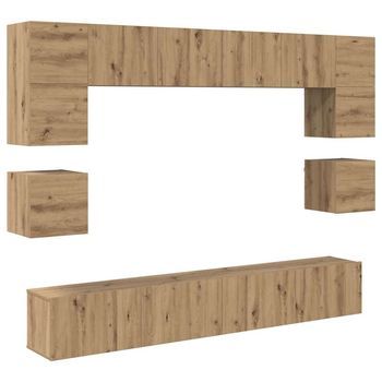 Conjunto De Mueble De Tv 8 Piezas Roble Artisan 100 X 30 X 30 Cm