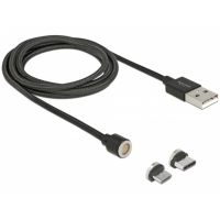 cable usb delock 85723 11 m usb 20 con conectores magneticos usb-a y usb-cmicro-usb negro