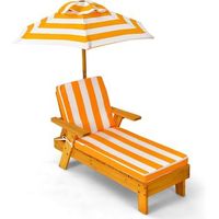 tumbona de madera para ninos de 3-8 anos con sombrilla silla longue costway 92 x 49 x 106 cm