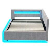 sofa cama 140x200 - con almacenamiento hidraulico luz led puerto usb respaldo cabecero estructura estable - gris claro