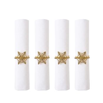 Anillos de servilleta copo de nieve dorado - set de 4
