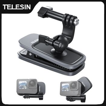 TELESIN 360 °   Soporte de abrazadera de Clip de mochila magnética de rotación para GoPro Hero 13 12 11 10 9 8 7 Insta360 DJI accesorios de Cámara de Acción