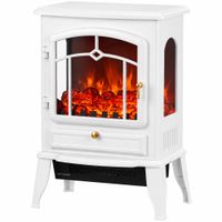 homcom chimenea electrica independiente con panoramica de 3 lados chimenea electrica 39x24x57 cm blanco