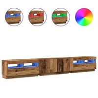 mueble tv  mueble de salon  mesa de tv luces led madera ingenieria envejecida 260x35x40 cm