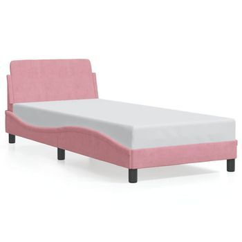 Estructura De Cama Con Cabecero Dover Terciopelo Rosa 90x200 Cm Vidaxl
