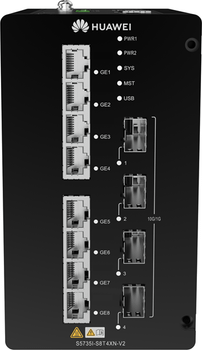 HUAWEI S5735I-S8T4XN-V2 8 10/100/1000BASE-T PORTS, 4 10GE SFP PORTS, DIN RAIL MOUNTING, DUAL REDUNDANT 9.6 TO 60V DC POWER, FANLESS