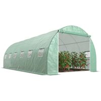 outsunny invernadero de tunel con 12 ventanas puerta invernadero de huerto para cultivos plantas verduras flores verde