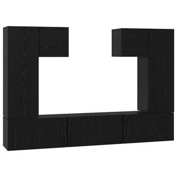Conjunto De Mueble De Tv 7 Uds. Roble Negro Vidaxl