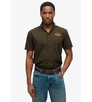 superdry para hombre m4010939a camisa mechanic verde l casual algodon manga corta