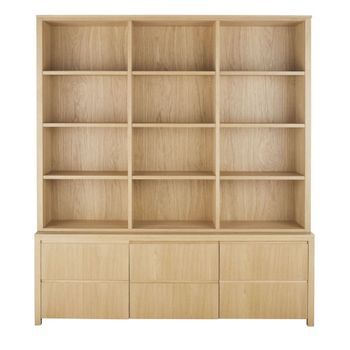 Librería de roble macizo y chapa de roble de 195 cm