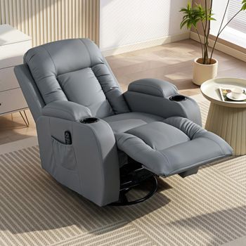 Sillón De Masaje Reclinable De Pu Acero Homcom 82x99x103cm Gris