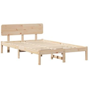 Estructura De Cama Con Cabecera Natural 120 X 200 Cm