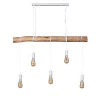 lampara colgante metal y madera yagis blanco