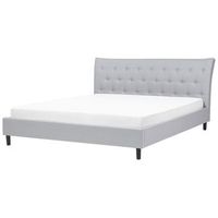 cama tapizada gris claro 180 x 200 cm con somier y cabecero acolchado saverne