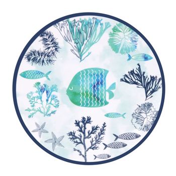 Plato pequeño de melamina con estampado marino ø 21,5 cm