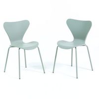 set de 2 sillas verde agave con carcasa de resina y patas de metal - nina