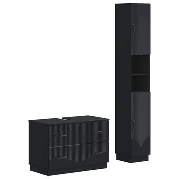 Juego De Gabinete De Baño De 2 Piezas Hoorn Negro Vidaxl