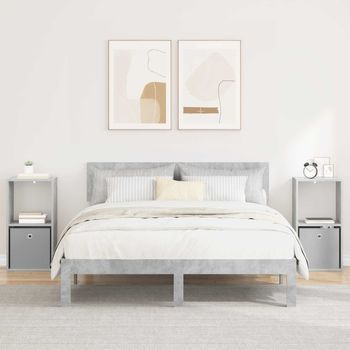 Mesitas De Noche (2 Uds) - Dormitorio - Madera De Ingeniería - Gris Concreto (35x32x68.5cm)