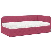 estructura de cama en esquina rojo vino 90 x 190 cm terciopelo vidaxl
