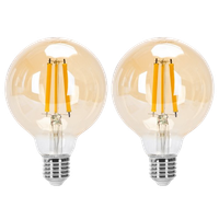 aigostar - bombilla led e27 edison 12w equivalente a 89w blanco calido 2200k 1320 lumenes bombilla led vintage decorativa g95 de filamento no regulable cristal ambar pack 2