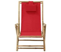 silla de relajacion reclinable de bambu y tela roja