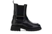 botines de piel con elastico y accesorio metalico black 36