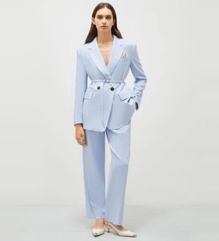 Marella para mujer. 2513131081200 Pantalón Nupar azul (38), Casual, Fiesta, Lyocell