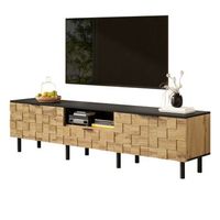 mueble para tv - unidad de almacenamiento - tablero de particulas - natural y negro 170x35x445cm