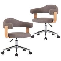 pack 2 uds sillas comedor  silla de cocina  mueble de comedor giratorias madera curvada tela gris taupe
