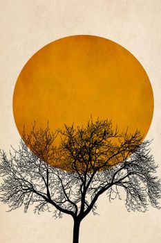 Tablero de dibujo árbol y serenidad impresión sobre lienzo 60x90cm