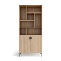 estanteria almacenamiento de melamina en nogal claro 180x80x32 cm