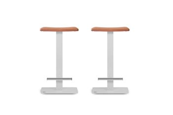 Pack 2 taburetes 63 cm  asiento salmón estructura blanco