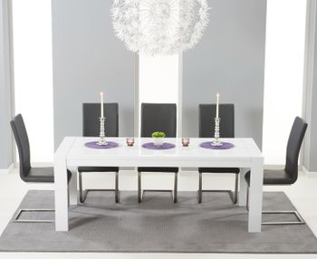 Venice 200cm White High Gloss Extending Dining Table with Malaga Chairs