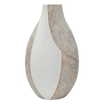 Jarrón De Resina Blanca 29,5x13,5x50 Cm