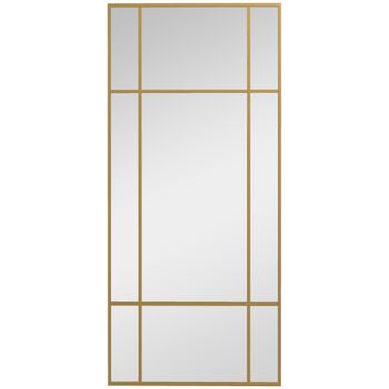 HOMCOM Espejo de pared estilo de celosía rectangular horizontal o vertical con 4 ganchos en metal dorado - 110x50 cm   Aosom España