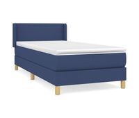 cama box spring con colchon tela azul 100x200 cm diseno plano