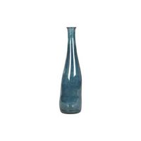jarron cristal reciclado 18x18x80 azul petroleo