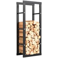 homcom estanteria para lena diseno contemporaneo estanteria para lena carga maxima 100 kg dim 60l x 25l x 100h cm metal negro   aosom espana