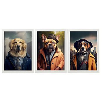 Set De 3 Posters Abrigos En Estilo Fotografía A Todo Color Divertidas Ilustraciones Realistas De Animales Con Ropa Humana Diseño Y Decoración De Interiores A3 Marcos Blancos Nacnic